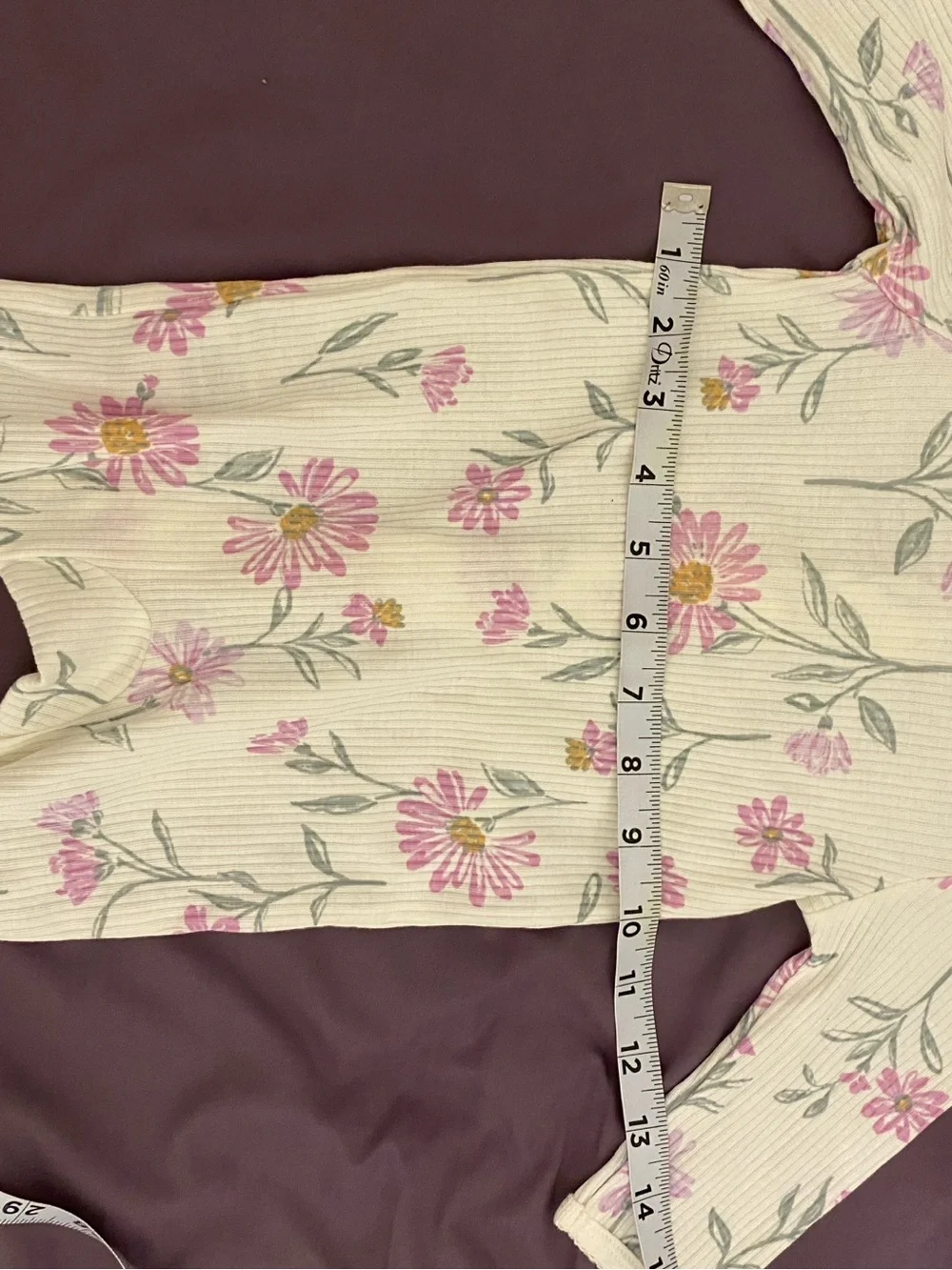 Carter's Cream Ribbed Baby Romper with Pink Floral Print